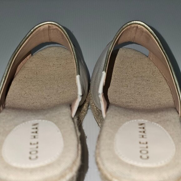 NEW Cole Haan Cloudfeel Southcrest Wedge Espadrille Mule Ivory Leather Size 11 - Picture 9 of 12
